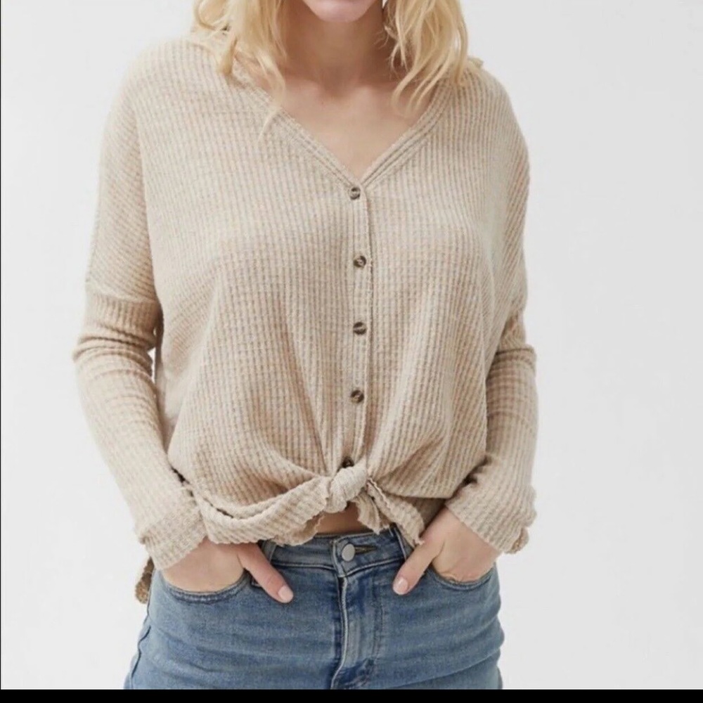 Urban Outfitters Oatmeal Thermal Cardigan
